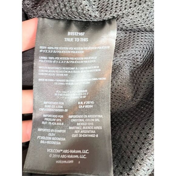 Volcom Enemy Stone Windbreaker Womens Small Black Hooded Front Zip Snap Button - Picture 8 of 13